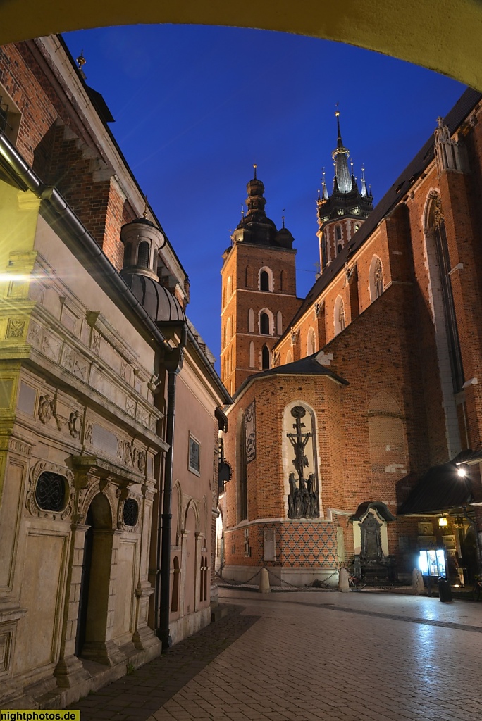 Krakau Durchgang vom Hauptmarkt (Maly Rynek) zum Marienplatz (Plac Mariacki) an der Marienkirche