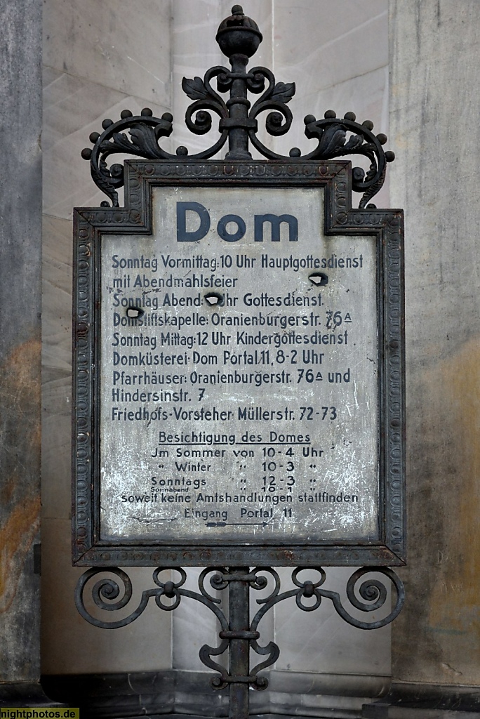 Berlin Mitte Berliner Dom Historische Gottesdienst-Zeittafel
