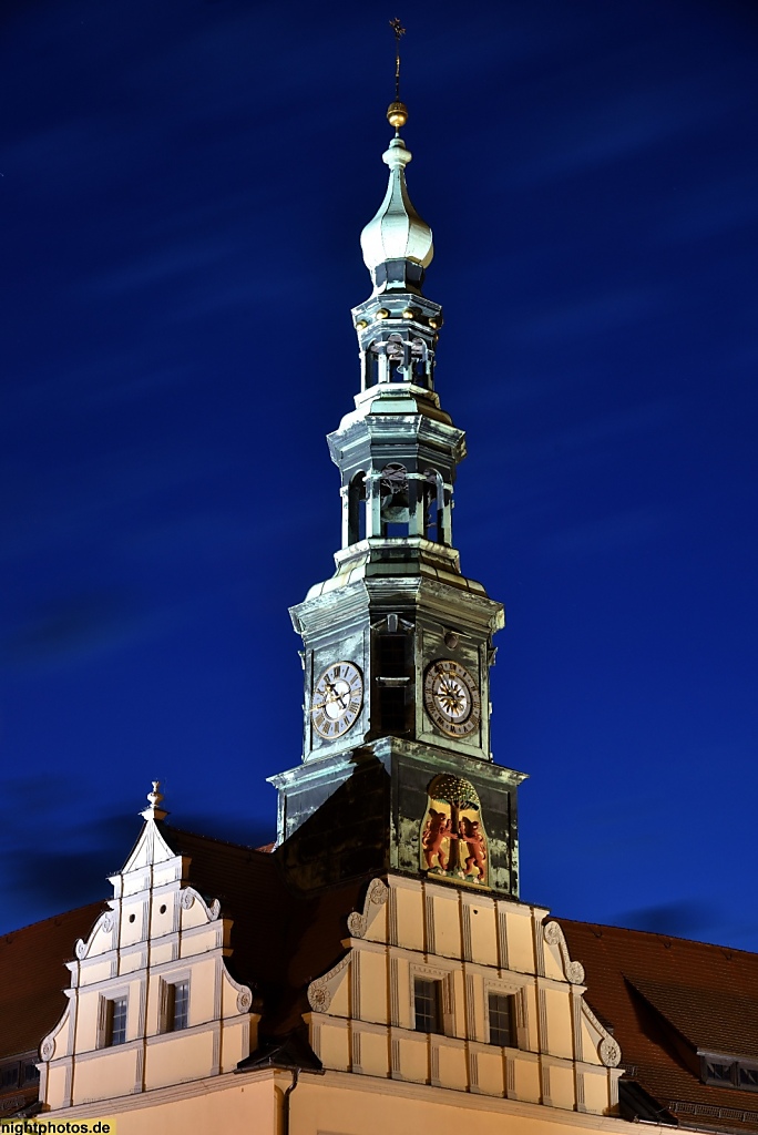 Pirna Altstadt Rathaus von 1396 mit barockem Rathausturm von 1718