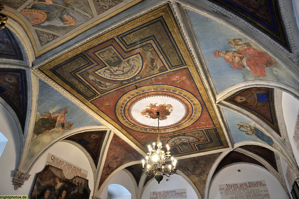 Poznan Rathaus. Ratusz. Der Gerichtsaal. Sala Sądowa. Deckenmalerei