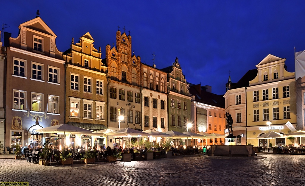 Poznan Alter Markt Stary Rynek Südseite mit Apollo-Brunnen