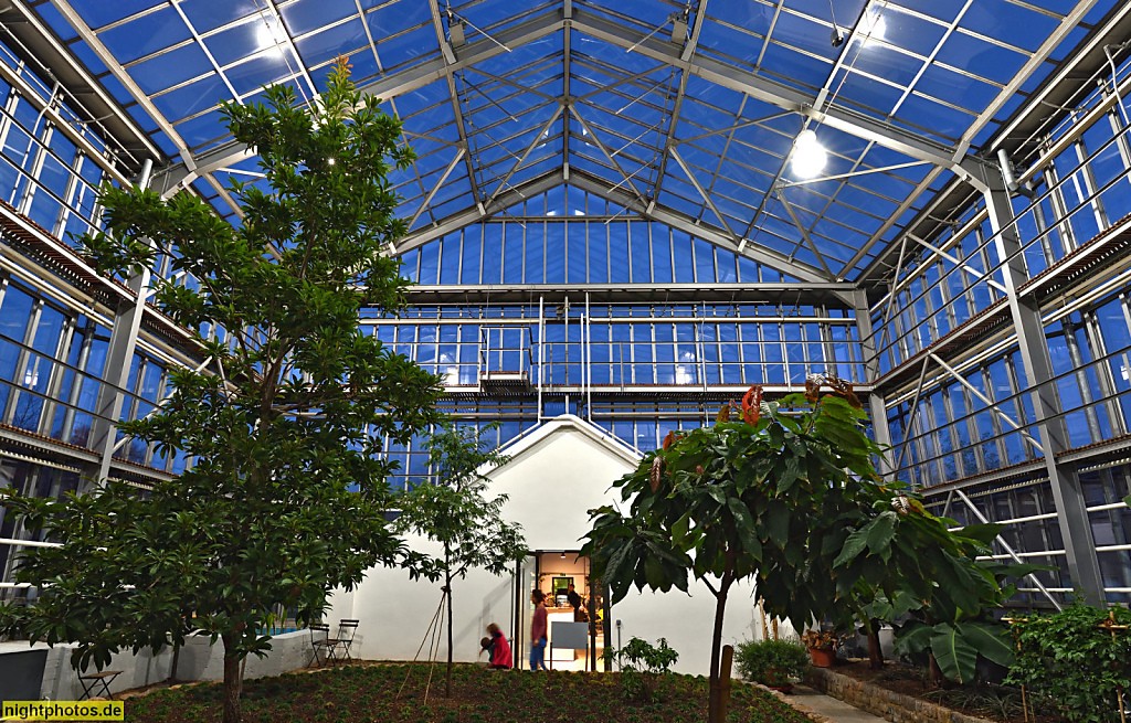 Berlin Pankow Botanischer Volkspark Blankenfelde. Hochgewächshaus mit Verbinder erbaut 1928-1929 von Albert Brodersen