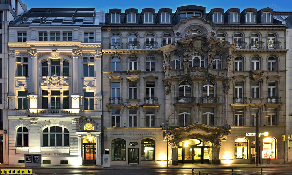 Berlin Mitte Dorotheenstrasse Nr. 35 (links) erbaut 1895 für die Preussische Hypothekenbank. Nr 37 (rechts) erbaut 1904 als Hotel Splendid von Gronau & Graul für Bauherr H. Loewy