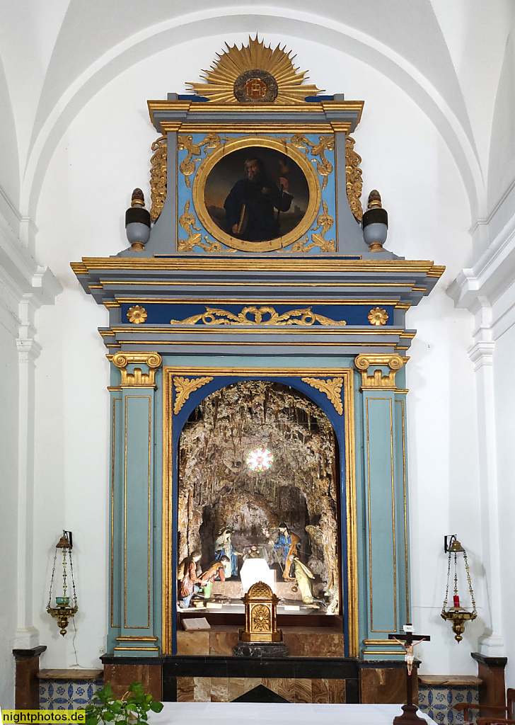 Mallorca Arta. Ermita de Betlem Kirche erbaut von Joan Rosselló. Geweiht 1824. Altar
