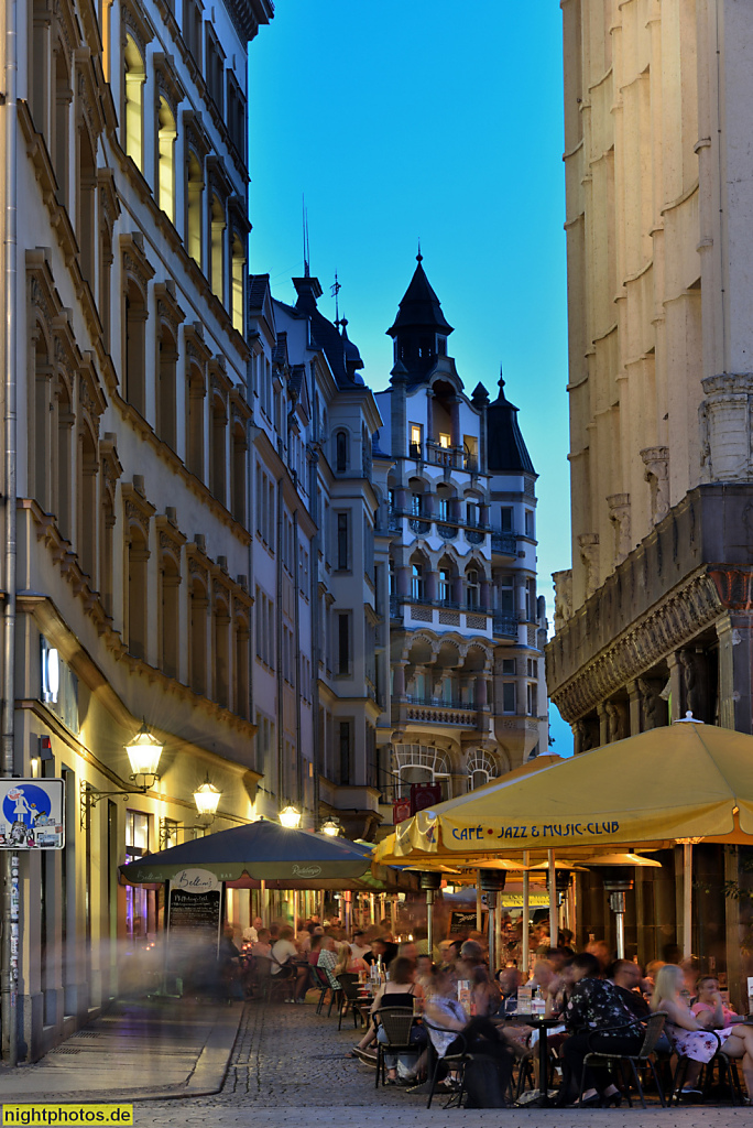 Leipzig Restaurants im Barfussgässchen zwischen Kaufhalle und König-Albert-Haus