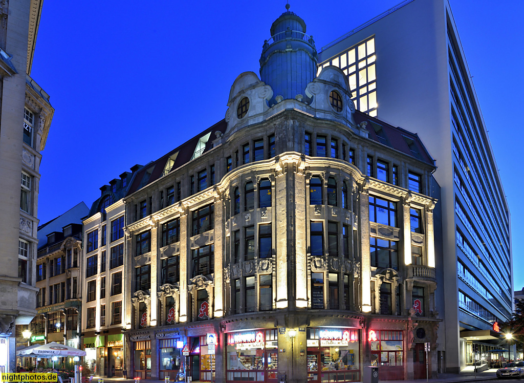 Leipzig Gloecks Haus an der Brühl Ecke Nikolaistrasse erbaut 1909-1910 von Otto Paul Burghardt fuer Pelzgrosshändler Richard Gloeck mit Muschelkalkfassade