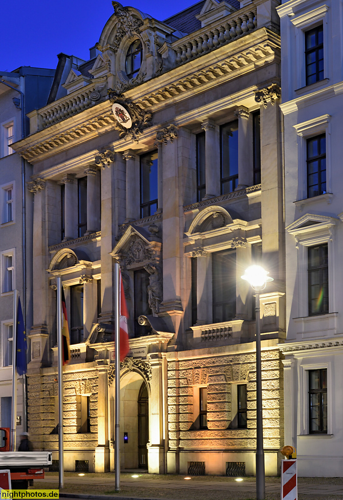 Berlin Mitte Landesvertretung der Freien und Hansestadt Hamburg. Erbaut 1892-1893 von Heinrich Joseph Kayser und Karl von Grossheim. Neobarock Jägerstrasse 2-3