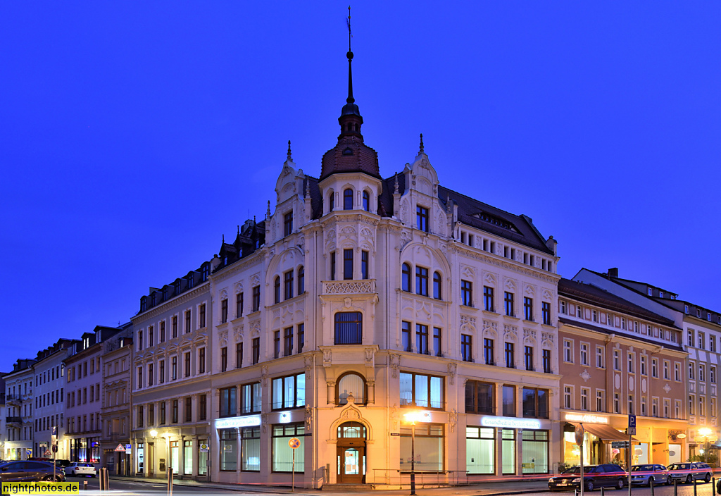 Görlitz. Wohn- und Geschäftshaus erbaut um 1900 mit Historismus Fassade für den Tuchkaufmann Max Finster. Obermarkt 1-2