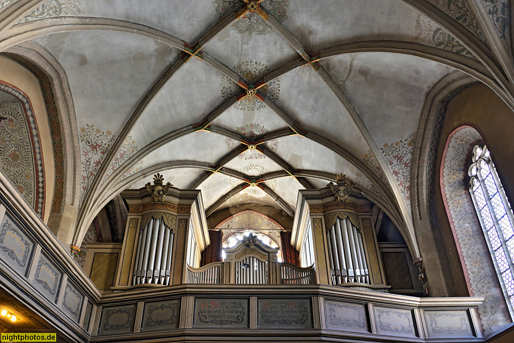 Görlitz. Evangelische Dreifaltigkeitskirche erbaut 1420-1450 als gotische Franziskaner Klosterkirche. Orgel erneuert 1995 von Hermann Eule im Gehäuse von 1910 Julius Roehle