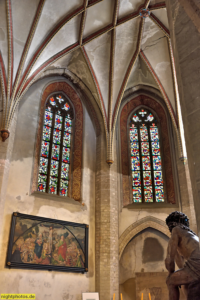 Görlitz. Evangelische Dreifaltigkeitskirche erbaut 1420-1450 als gotische Franziskaner Klosterkirche. Barbarakapelle angebaut 1450-1475. Christus in der Rast erschaffen um 1500. Netzrippengewölbe