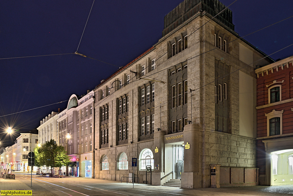 Görlitz. Sparkasse erbaut 1909-1913 im reformorientierten Monumentalstil mit Jugendstilelementen. Fassade aus Natursteinquadern. Berliner Strasse 64