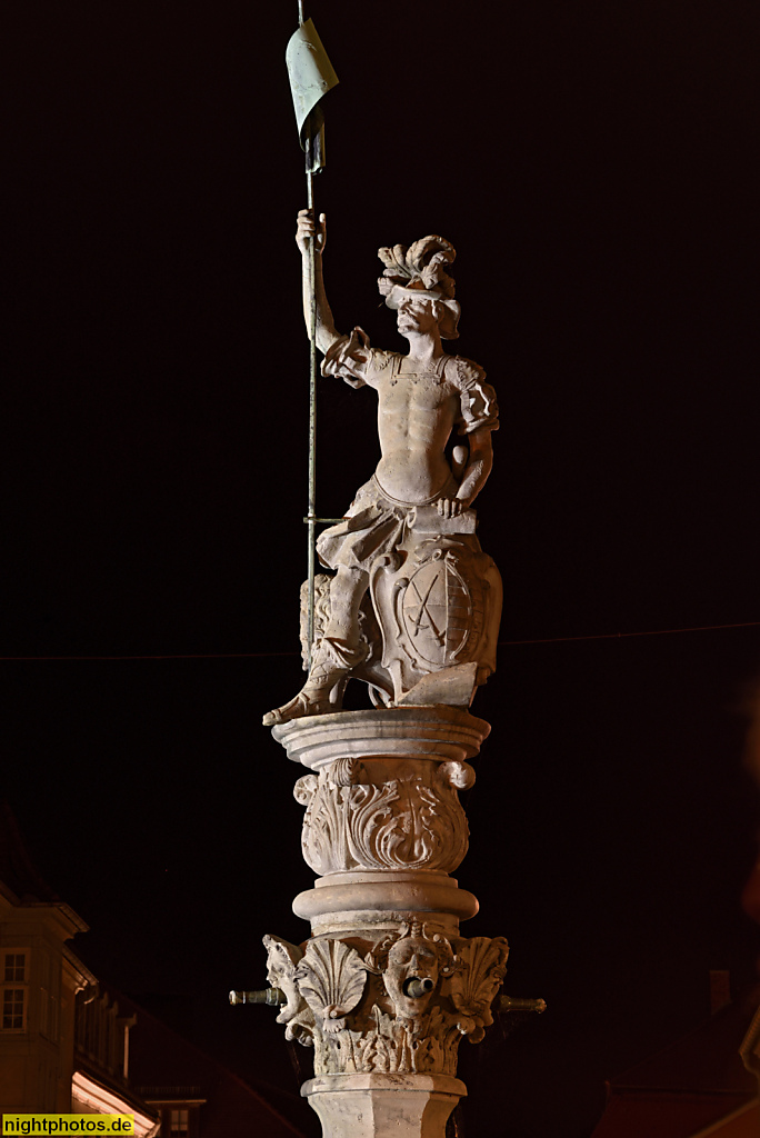 Görlitz. Georgsbrunnen errichtet Ende 16 Jahrhundert als öffentlicher Schöpfbrunnen und Zierbrunnen zur Wasserversorgung am Obermarkt