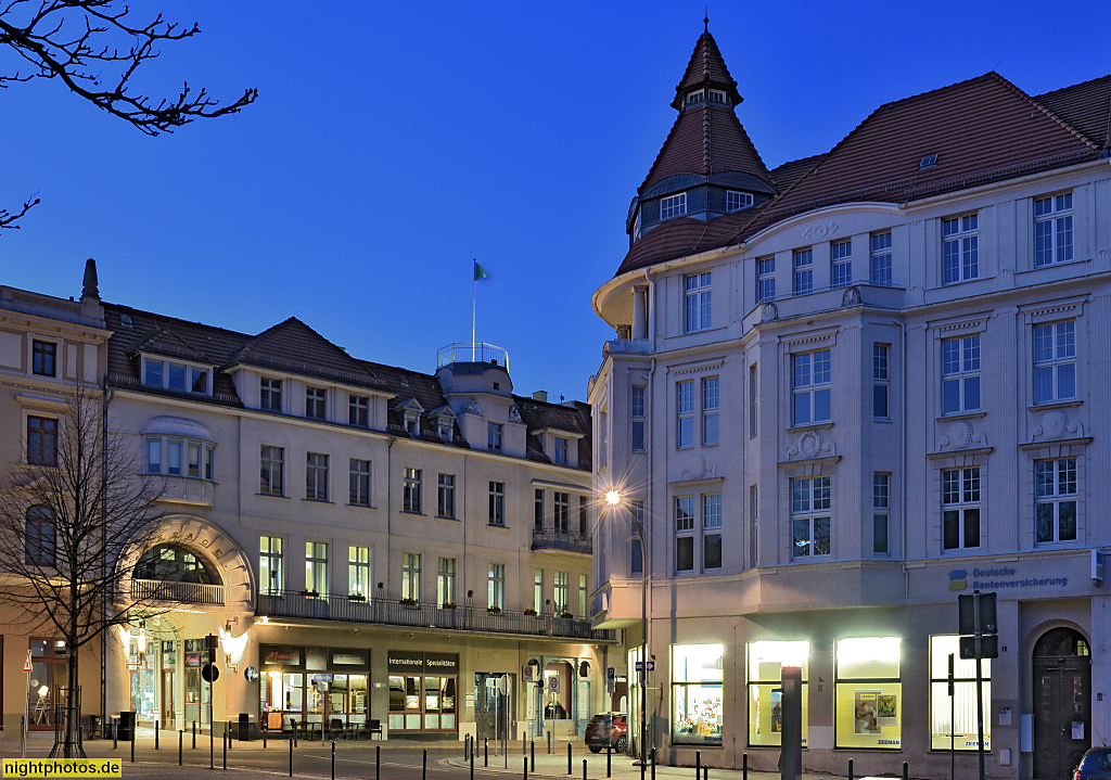 Görlitz. Wohn- und Geschäftshaus mit Ladenlokal erbaut um 1908 im Reformstil. Tor zur Strassburgpassage. Jakobstrasse 34 und Wilhelmsplatz 1 Eckhaus rechts