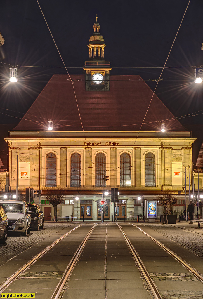 Görlitz. Hauptbahnhof. Empfangsgebäude. Erstbau Bahnhof 1847. Umbau 1914-1917 im Jugendstil von Alexander Rüdell mit Regierungsbaumeister Gotthard Eckert. Berliner Strasse