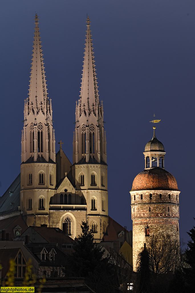 Görlitz Stadtkirche St. Peter und Paul erbaut 1425-1497 von Conrad Pflüger. Parlier Urban Laubanisch. Parlier Blasius Börer. Nikolaiturm erbaut 1250 als Teil der Stadtbefestigung