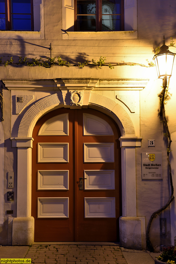 Meißen Bürgermeisterbüro. Erbaut 1550 als Wohnhaus in Renaissance mit barockem Portal. Markt 3