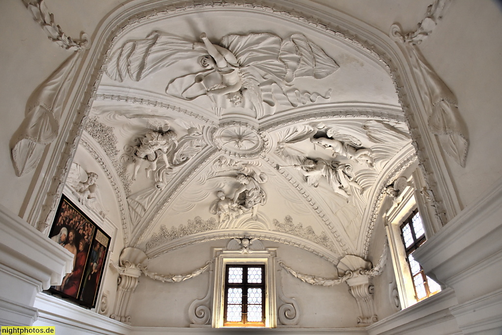 Meißner Dom. Anbau Georgskapelle mit Grablege Herzog Georgs. Erbaut 1530. Stuckdecke eingebaut 1677 von Wolf Caspar von Klengel