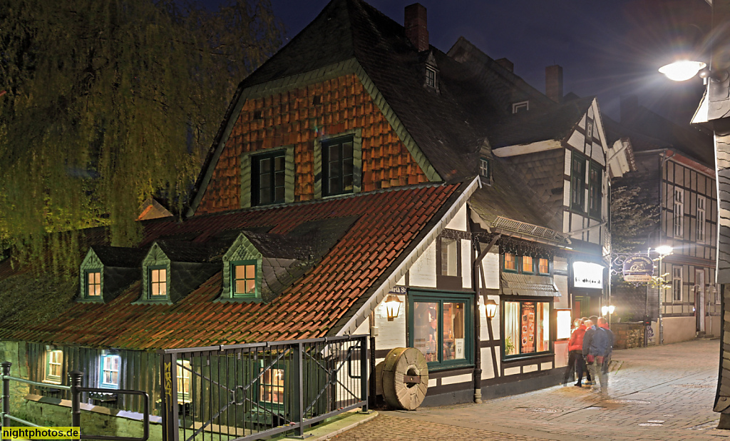 Goslar. Restaurant Worthmühle an der Abzucht. Erbaut als Mühle. Umbau Handelsgeschäft 1930. Umbau Restaurant 1996. Fachwerk. Worthstrasse 4