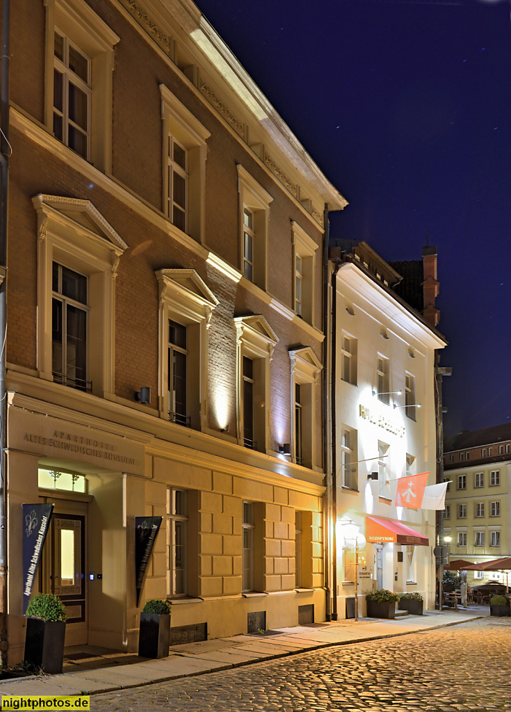 Stralsund. Aparthotel Altes schwedisches Konsulat. Spätklassizistisch erbaut Mitte 19. Jhdt. Schillstrasse 20