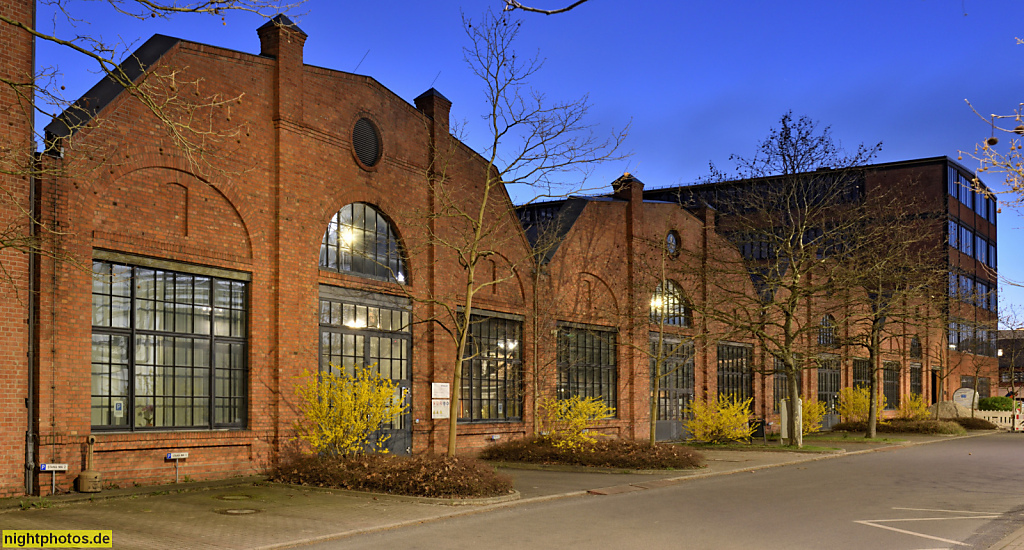Berlin Wilhelmsruh. Pankow-Park. Erbaut 1907 als Kabelhalle der Bergmann Elektrizitätswerke. Ab 1949 Bergmann-Borsig. Hertzstrasse 67-71