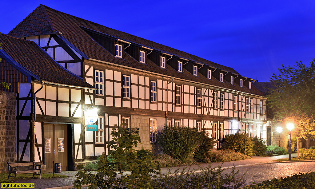 Quedlinburg. Hotel zum Brauhaus. Erbaut 1795 als Vorwerk 'Wolnrabescher Freihof'. Fachwerk. Carl-Ritter-Strasse 1