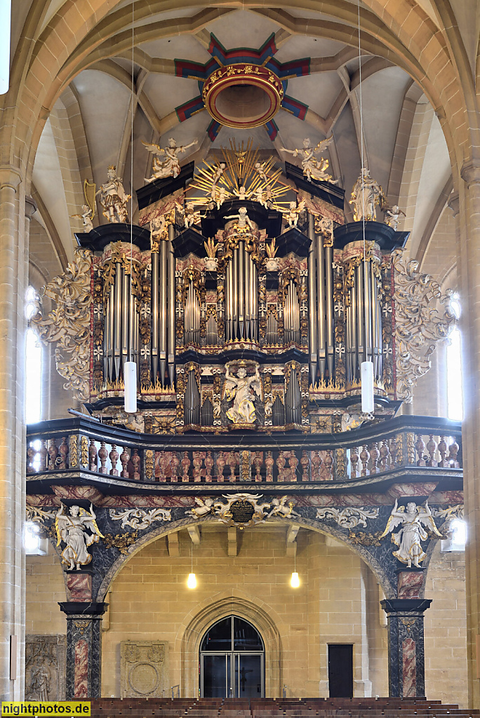 Erfurt. Severikirche gotisch erbaut 1270-1500 als Hallenkirche auf früherer Kirche. Katholisch. Orgel erbaut 1930 von Johannes Klais in Barockgehäuse von Johann Friedrich Wender 1714