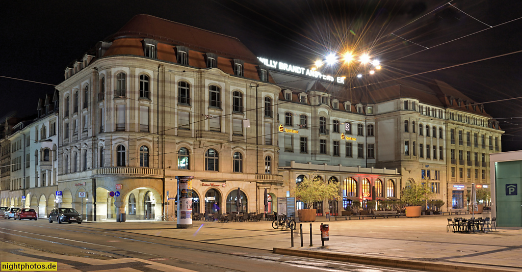 Erfurt. Willy-Brandt-Platz. Büro- und Geschäftshaus. Erbaut 1904-1905 als Hotel 'Erfurter Hof' von Otto March. Hotel bis 1995. Erweitert 1914-1916 von Arthur Hügel. Bahnhofsplatz