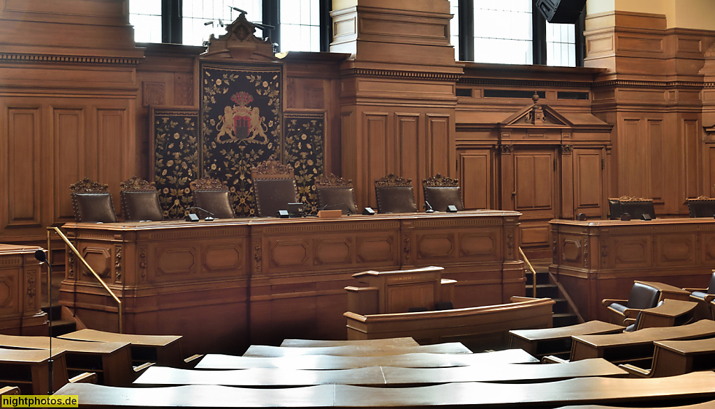 Hamburg Rathaus erbaut 1886-1897 von Martin Haller in Neorenaissance. Parlamentssaal