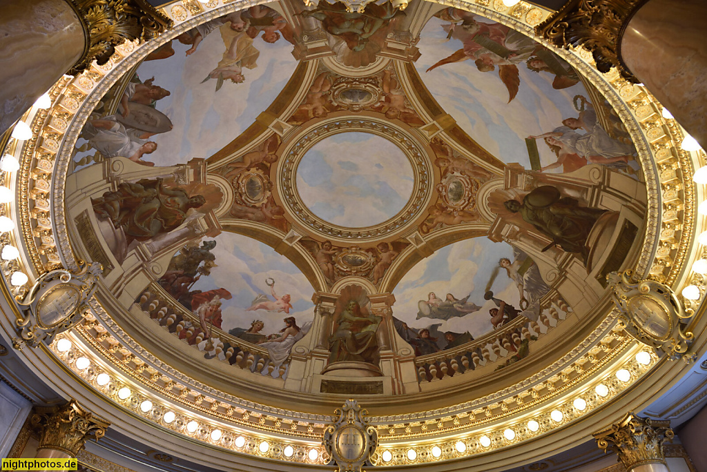 Hamburg Rathaus erbaut 1886-1897 von Martin Haller in Neorenaissance. Deckenmalerei im Turmsaal