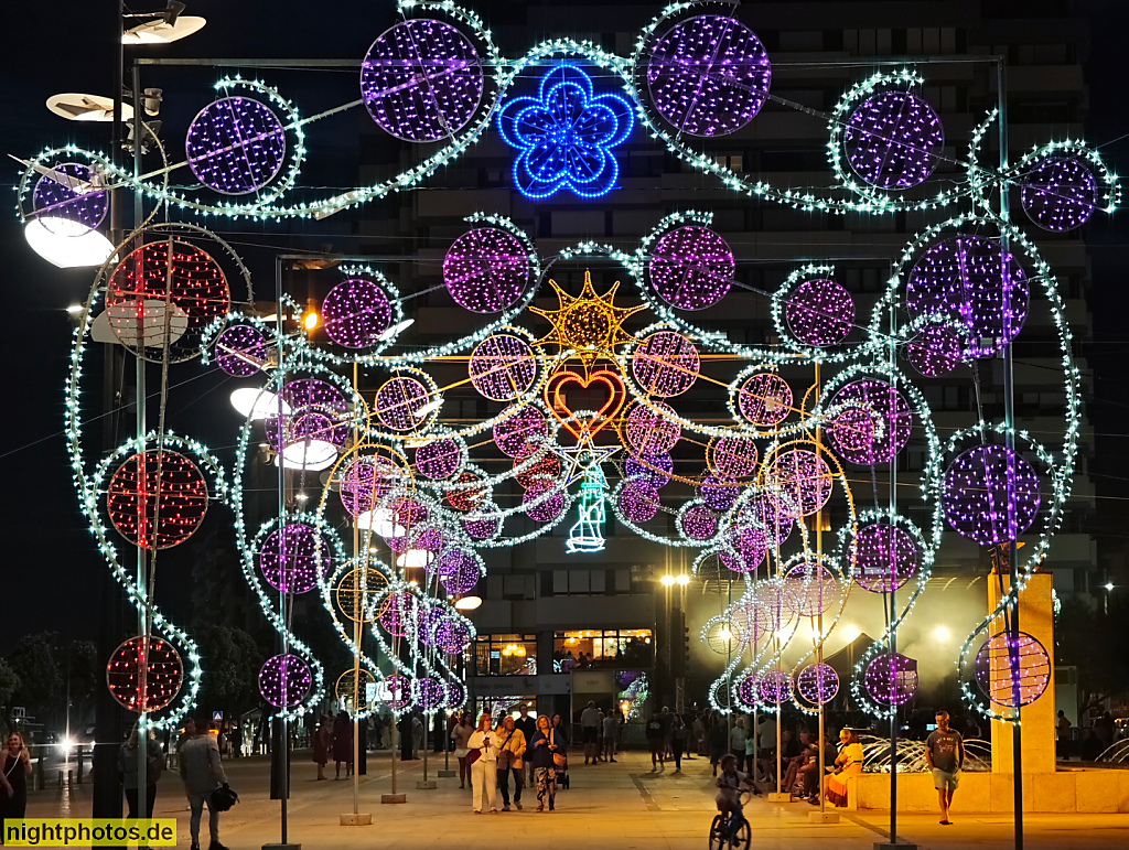 Póvoa de Varzim. Festa de São Pedro 2025. Illumination. Festbeleuchtung. Largo de Passeio Alegre