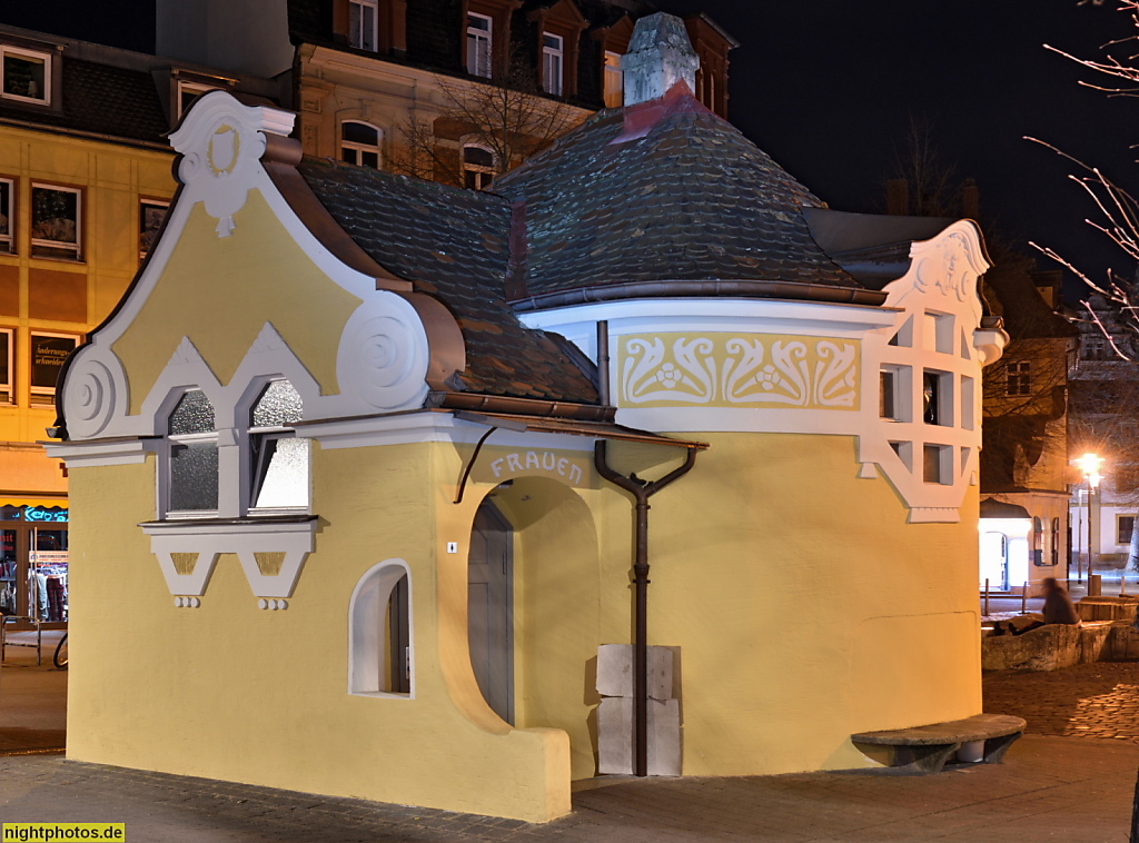 Bamberg. Toilettenkiosk in Jugendstil. Erbaut 1904 von Hans Erlwein nach Plan der Firma Wayss und Freytag. Promenadestrasse am ZOB