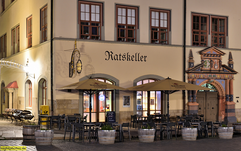 Naumburg. Rathaus mit Ratskeller. Erbaut 1517-1528. Einbau Renaissanceportal 1556-1557. Markt 1