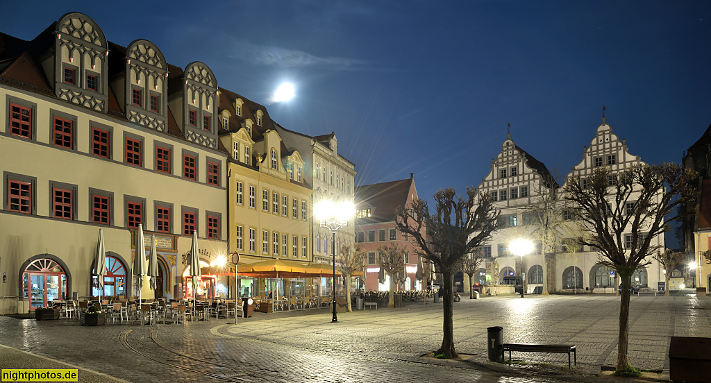 Naumburg. Markt unter Vollmond. Kaysersches Haus. Landgericht erbaut 1543 als Residenz des evangelischen Bischof Nikolaus von Amsdorf. Stadtschloss