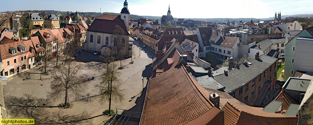 Naumburg. Panoramablick vom Marientor nach Süden mit Marienplatz. Marien-Magdalenen-Kirche. Marienstrasse. Wenzelskirche. Naumburger Dom